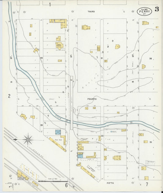 Sanborn Fire Insurance Map from Perry, Noble County, Oklahoma (1903), Sheet #0003 - Historic Sanborn Fire Insurance Map Print, vintage old map wall art, antique decor, genealogy gift, Oklahoma Oklahoma map