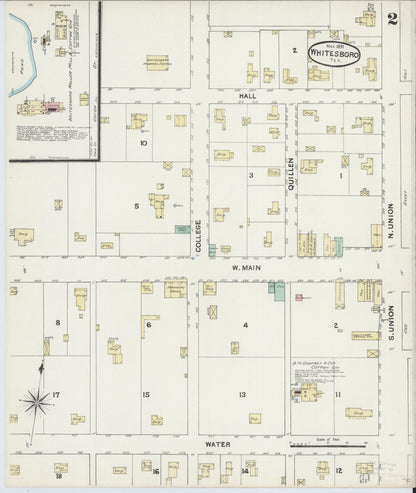 Sanborn Fire Insurance Map from Whitesboro, Grayson County, Texas (1891), Sheet #0002 - Complete Map Set gallery image, historic Sanborn map, vintage wall art, Texas Texas