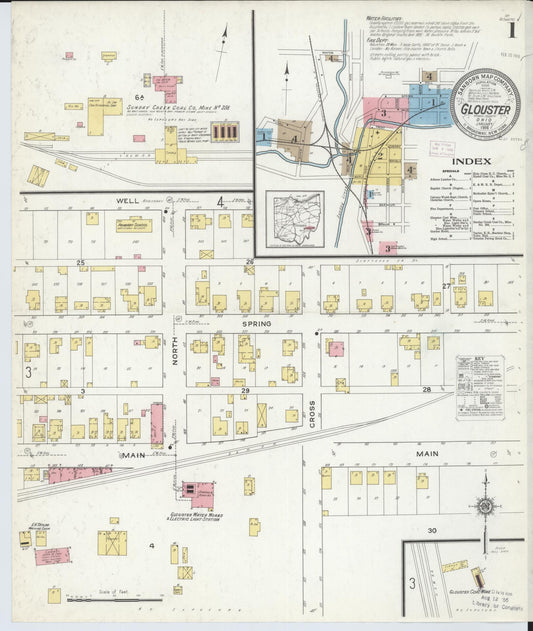 Sanborn Fire Insurance Map from Glouster, Athens County, Ohio (1912), Sheet #0001 - Historic Sanborn Fire Insurance Map Print, vintage old map wall art, antique decor, genealogy gift, Ohio Ohio map
