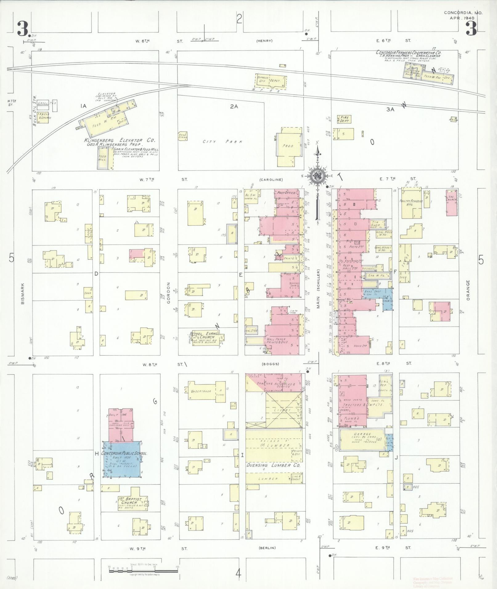 Sanborn Fire Insurance Map from Concordia, Lafayette County, Missouri (1940), Sheet #0003 - Complete Map Set gallery image, historic Sanborn map, vintage wall art, Missouri Missouri