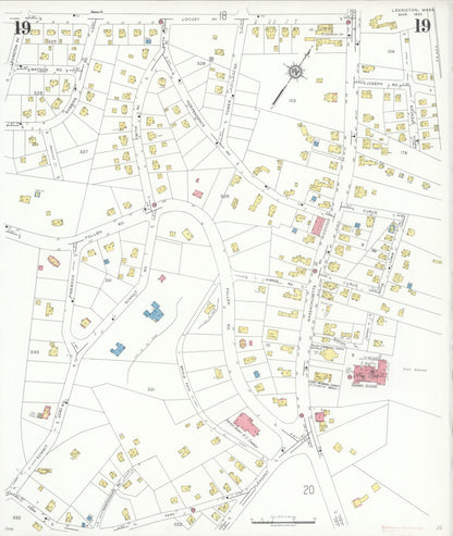 Sanborn Fire Insurance Map from Lexington, Middlesex County, Massachusetts (1935), Sheet #0019 - Complete Map Set gallery image, historic Sanborn map, vintage wall art, Massachusetts Massachusetts