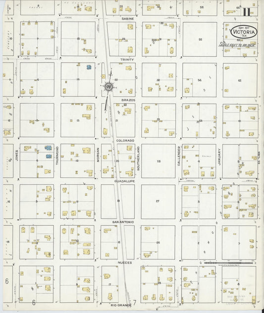 Sanborn Fire Insurance Map from Victoria, Victoria County, Texas (1917), Sheet #0011 - Historic Sanborn Fire Insurance Map Print, vintage old map wall art, antique decor, genealogy gift, Texas Texas map