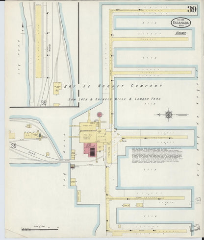 Sanborn Fire Insurance Map from Escanaba, Delta County, Michigan (1913), Sheet #0039 - Complete Map Set gallery image, historic Sanborn map, vintage wall art, Michigan Michigan