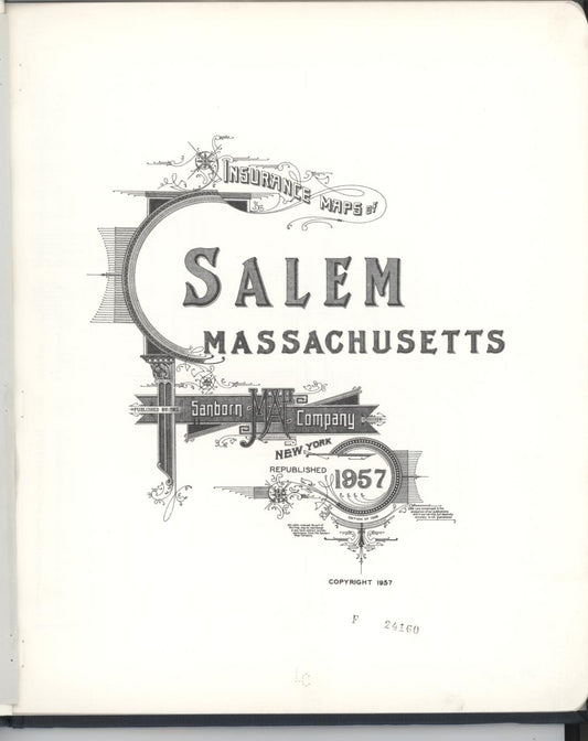 Sanborn Fire Insurance Map from Salem, Essex County, Massachusetts (1957), Sheet #0001 - Historic Sanborn Fire Insurance Map Print, vintage old map wall art, antique decor, genealogy gift, Massachusetts Massachusetts map