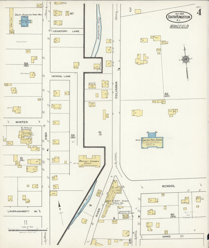 Sanborn Fire Insurance Map from South Kingstown, Washington County, Rhode Island (1921), Sheet #0004 - Complete Map Set gallery image, historic Sanborn map, vintage wall art, Rhode Island Rhode Island