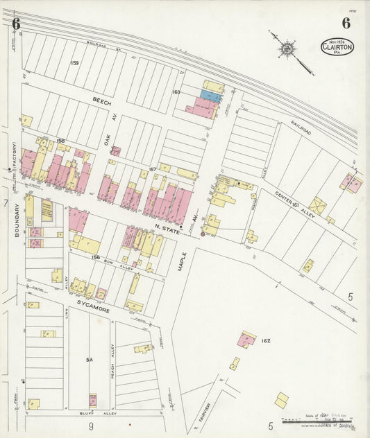 Sanborn Fire Insurance Map from Clairton, Allegheny County, Pennsylvania (1924), Sheet #0006 - Historic Sanborn Fire Insurance Map Print, vintage old map wall art, antique decor, genealogy gift, Pennsylvania Pennsylvania map