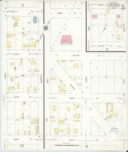 Sanborn Fire Insurance Map from Cheyenne, Laramie County, Wyoming (1912), Sheet #0005 - Complete Map Set gallery image, historic Sanborn map, vintage wall art, Wyoming Wyoming