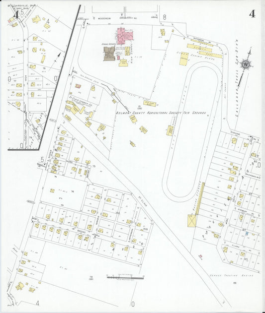Sanborn Fire Insurance Map from Saint Clairsville, Belmont County, Ohio (1946), Sheet #0004 - Historic Sanborn Fire Insurance Map Print, vintage old map wall art, antique decor, genealogy gift, Ohio Ohio map