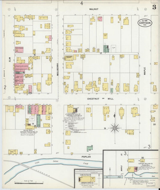 Sanborn Fire Insurance Map from Corydon, Harrison County, Indiana (1899), Sheet #0003 - Historic Sanborn Fire Insurance Map Print, vintage old map wall art, antique decor, genealogy gift, Indiana Indiana map
