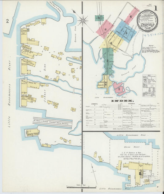 Complete Set - Somerset, Maryland - 1897 - Sanborn Fire Insurance Map (All Sheets) - Complete Set of 6 Sanborn map sheets