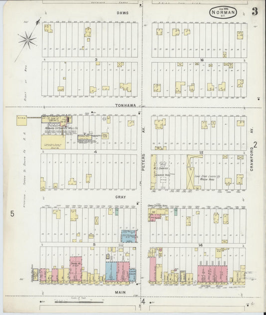 Sanborn Fire Insurance Map from Norman, Cleveland County, Oklahoma (1896), Sheet #0003 - Historic Sanborn Fire Insurance Map Print, vintage old map wall art, antique decor, genealogy gift, Oklahoma Oklahoma map