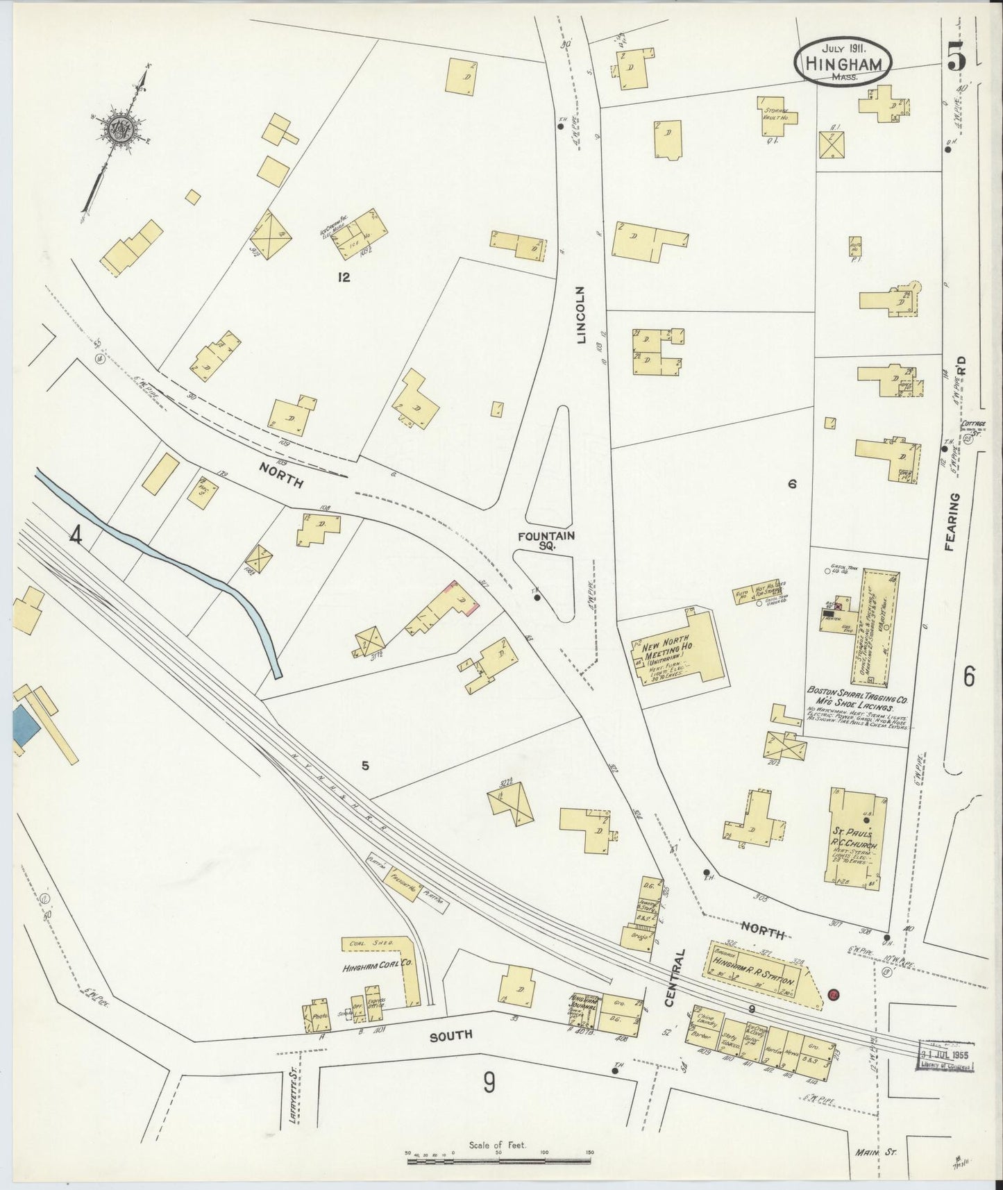 Sanborn Fire Insurance Map from Hingham, Plymouth County, Massachusetts (1911), Sheet #0005 - Complete Map Set gallery image, historic Sanborn map, vintage wall art, Massachusetts Massachusetts