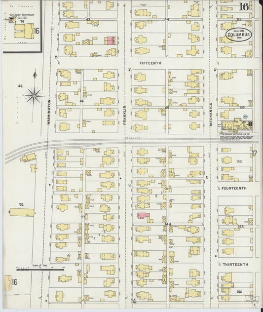 Sanborn Fire Insurance Map from Columbus, Bartholomew County, Indiana (1898), Sheet #0016 - Historic Sanborn Fire Insurance Map Print, vintage old map wall art, antique decor, genealogy gift, Indiana Indiana map