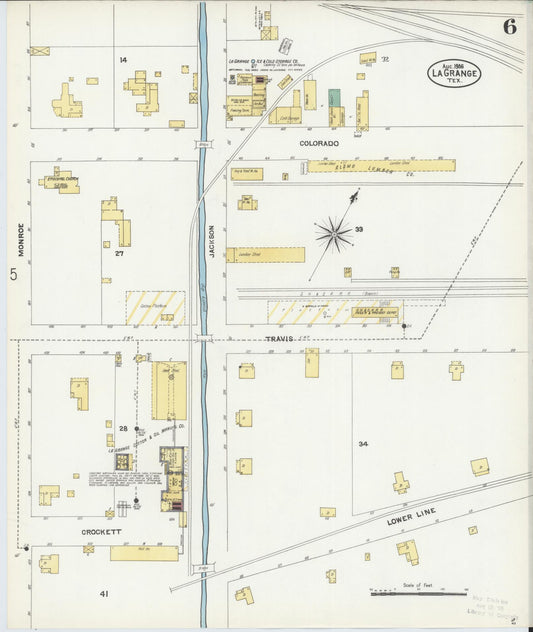 Sanborn Fire Insurance Map from La Grange, Fayette County, Texas (1906), Sheet #0006 - Historic Sanborn Fire Insurance Map Print, vintage old map wall art, antique decor, genealogy gift, Texas Texas map