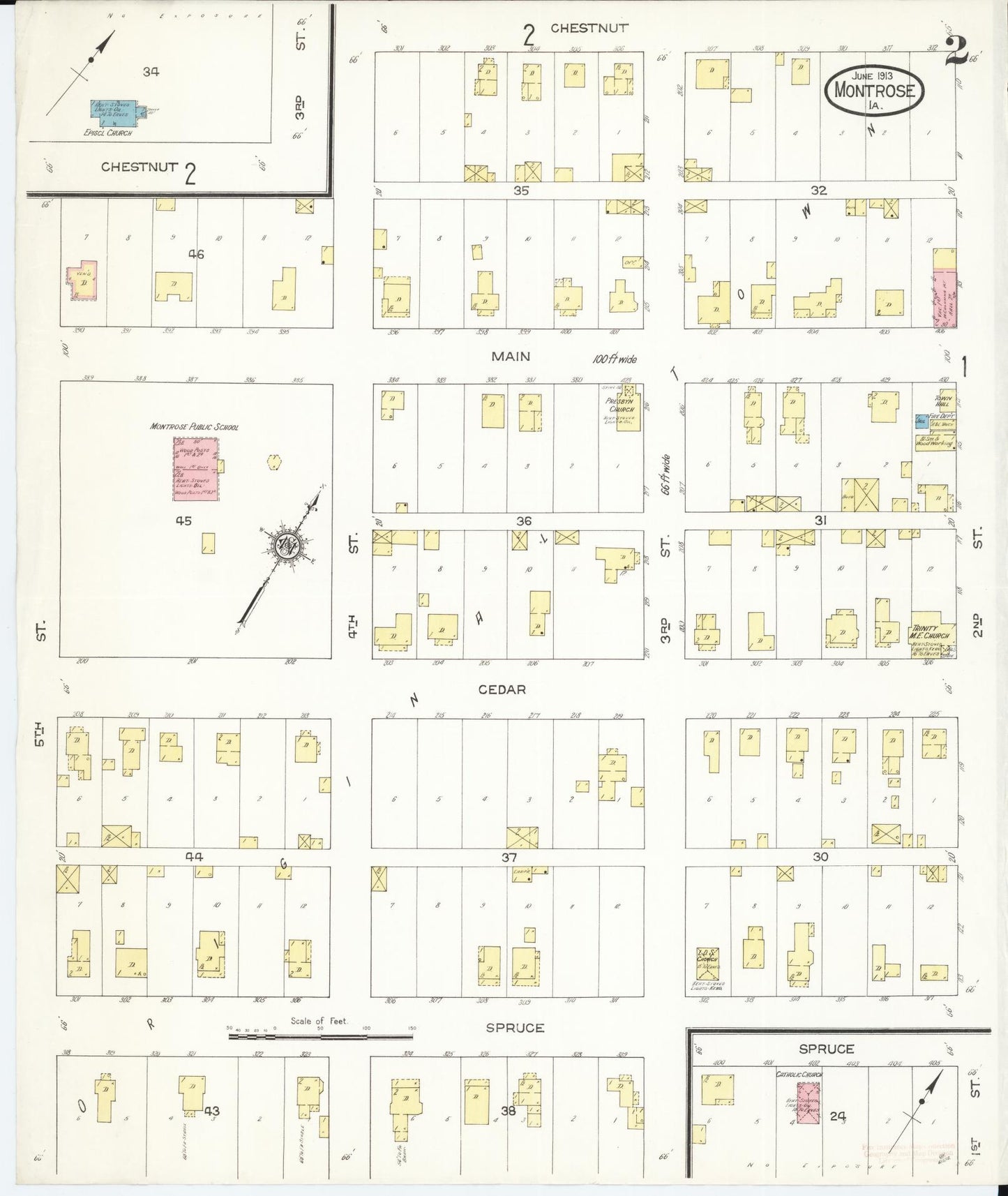 Sanborn Fire Insurance Map from Montrose, Lee County, Iowa (1913), Sheet #0002 - Historic Sanborn Fire Insurance Map Print