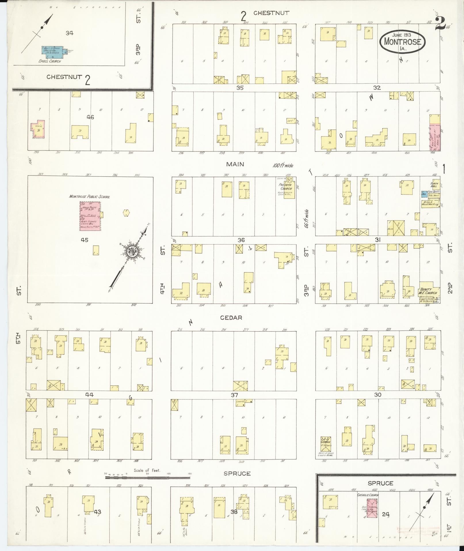 Sanborn Fire Insurance Map from Montrose, Lee County, Iowa (1913), Sheet #0002 - Historic Sanborn Fire Insurance Map Print