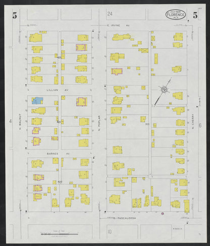 Sanborn Fire Insurance Map from Florence, Lauderdale County, Alabama (1928), Sheet #0005 - Complete Map Set gallery image, historic Sanborn map, vintage wall art, Alabama Alabama