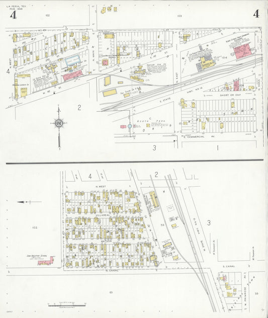 Sanborn Fire Insurance Map from La Feria, Cameron County, Texas (1936), Sheet #0004 - Historic Sanborn Fire Insurance Map Print, vintage old map wall art, antique decor, genealogy gift, Texas Texas map