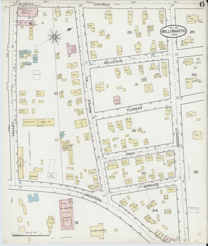 Sanborn Fire Insurance Map from Willimantic, Windham County, Connecticut (1887), Sheet #0006 - Complete Map Set gallery image, historic Sanborn map, vintage wall art, Connecticut Connecticut