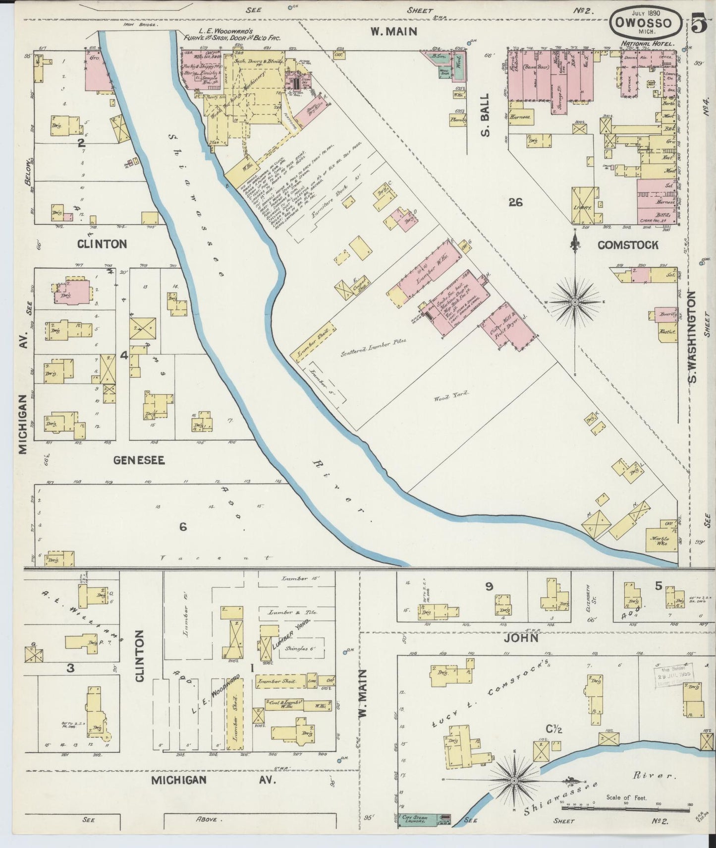 Sanborn Fire Insurance Map from Owosso, Shiawassee County, Michigan (1890), Sheet #0005 - Complete Map Set gallery image, historic Sanborn map, vintage wall art, Michigan Michigan