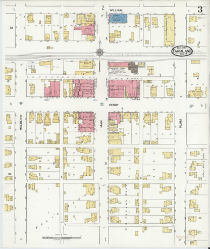 Sanborn Fire Insurance Map from Farmland, Randolph County, Indiana (1920), Sheet #0003 - Complete Map Set gallery image, historic Sanborn map, vintage wall art, Indiana Indiana