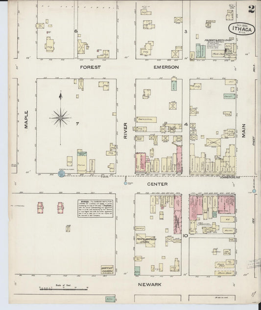 Sanborn Fire Insurance Map from Ithaca, Gratiot County, Michigan (1884), Sheet #0002 - Historic Sanborn Fire Insurance Map Print, vintage old map wall art, antique decor, genealogy gift, Michigan Michigan map