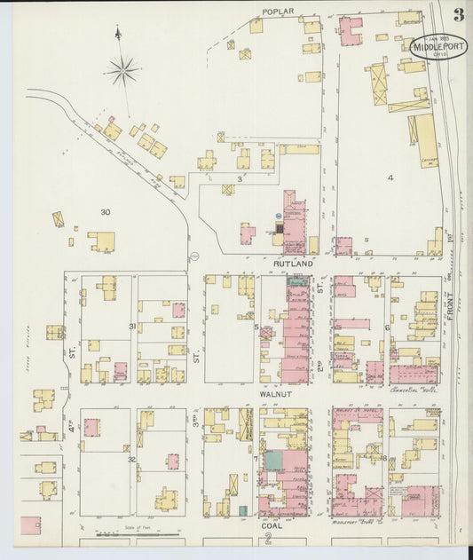 Sanborn Fire Insurance Map from Middleport, Meigs County, Ohio (1893), Sheet #0003 - Historic Sanborn Fire Insurance Map Print, vintage old map wall art, antique decor, genealogy gift, Ohio Ohio map