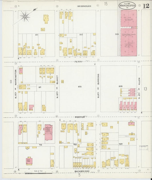 Sanborn Fire Insurance Map from Manchester, Chesterfield County, Virginia. (1905), Sheet 12 – Historic Sanborn Fire Insurance Map Print