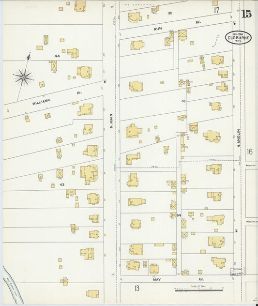 Sanborn Fire Insurance Map from Cleburne, Johnson County, Texas (1904), Sheet #0015 - Historic Sanborn Fire Insurance Map Print, vintage old map wall art, antique decor, genealogy gift, Texas Texas map
