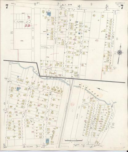 Sanborn Fire Insurance Map from Bellmore, Nassau County, New York (1945), Sheet #0007 - Historic Sanborn Fire Insurance Map Print, vintage old map wall art, antique decor, genealogy gift, New York New York map