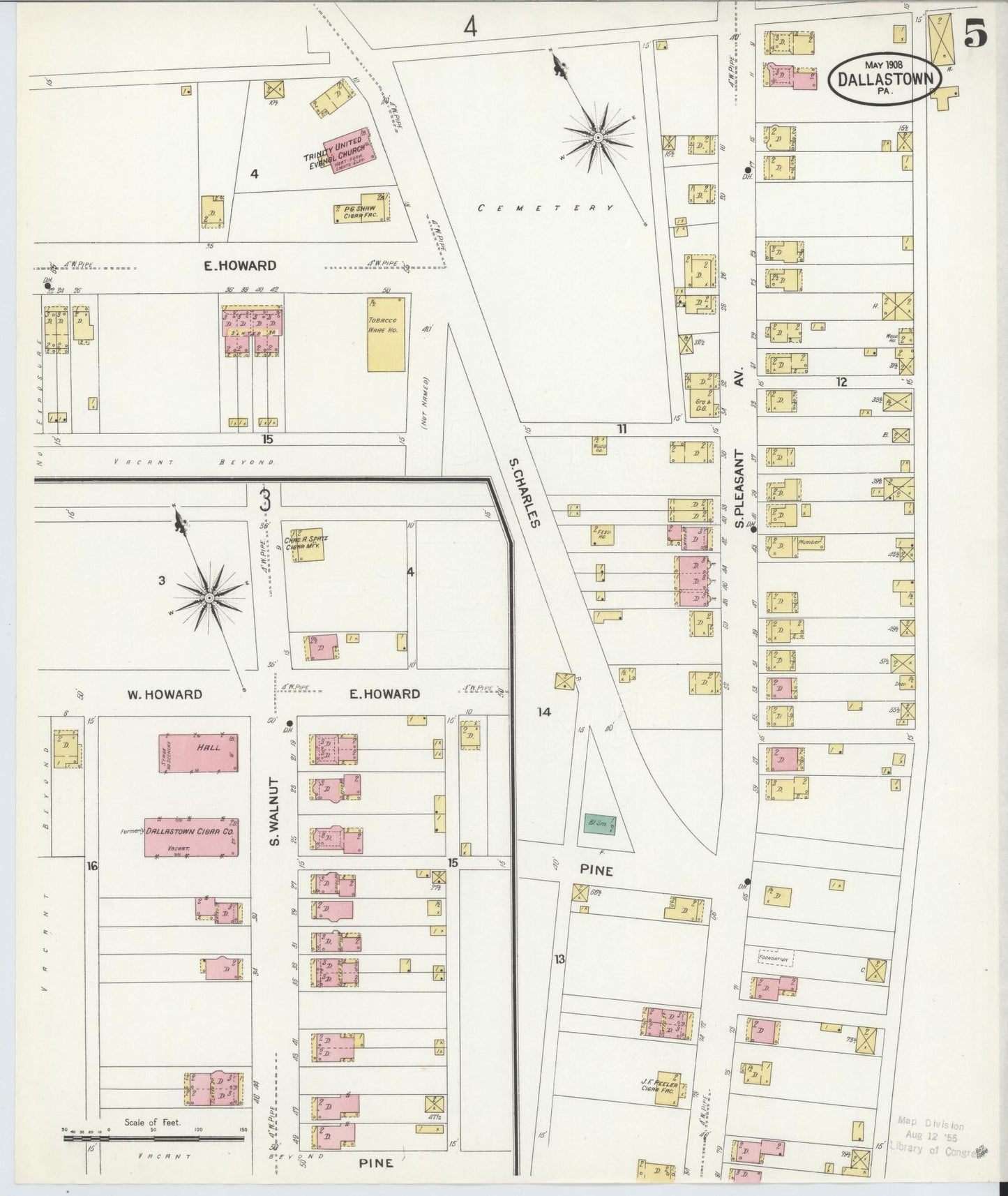 Sanborn Fire Insurance Map from Dallastown, York County, Pennsylvania (1908), Sheet #0005 - Historic Sanborn Fire Insurance Map Print, vintage old map wall art, antique decor, genealogy gift, Pennsylvania Pennsylvania map