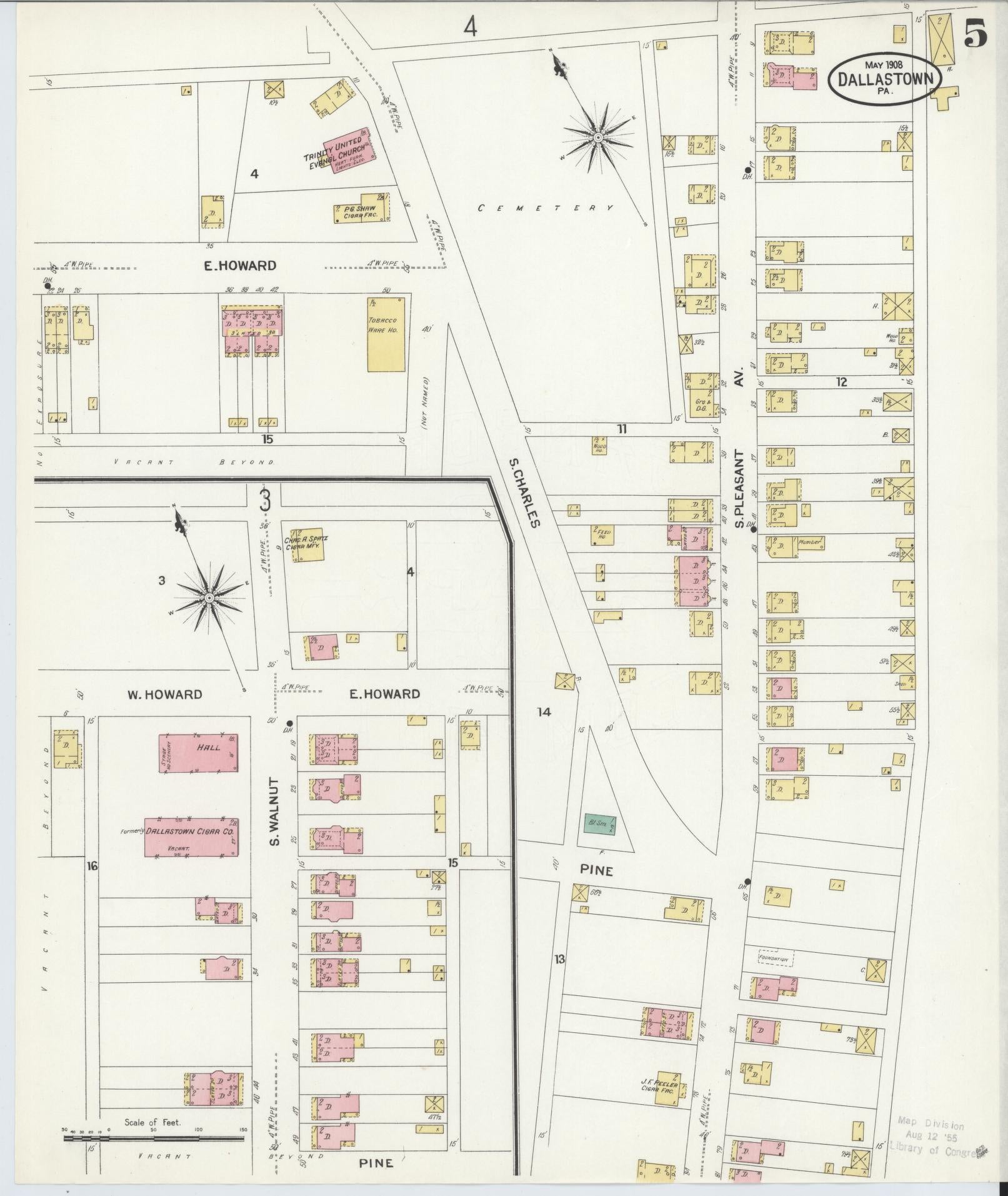 Sanborn Fire Insurance Map from Dallastown, York County, Pennsylvania (1908), Sheet #0005 - Historic Sanborn Fire Insurance Map Print, vintage old map wall art, antique decor, genealogy gift, Pennsylvania Pennsylvania map