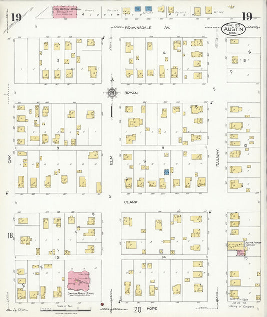 Sanborn Fire Insurance Map from Austin, Mower County, Minnesota (1926), Sheet #0019 - Historic Sanborn Fire Insurance Map Print, vintage old map wall art, antique decor, genealogy gift, Minnesota Minnesota map