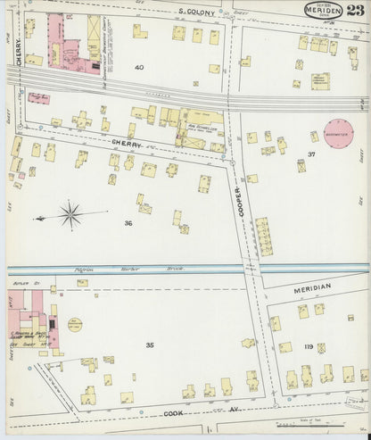 Sanborn Fire Insurance Map from Meriden, New Haven County, Connecticut (1891), Sheet #0023 - Complete Map Set gallery image, historic Sanborn map, vintage wall art, Connecticut Connecticut