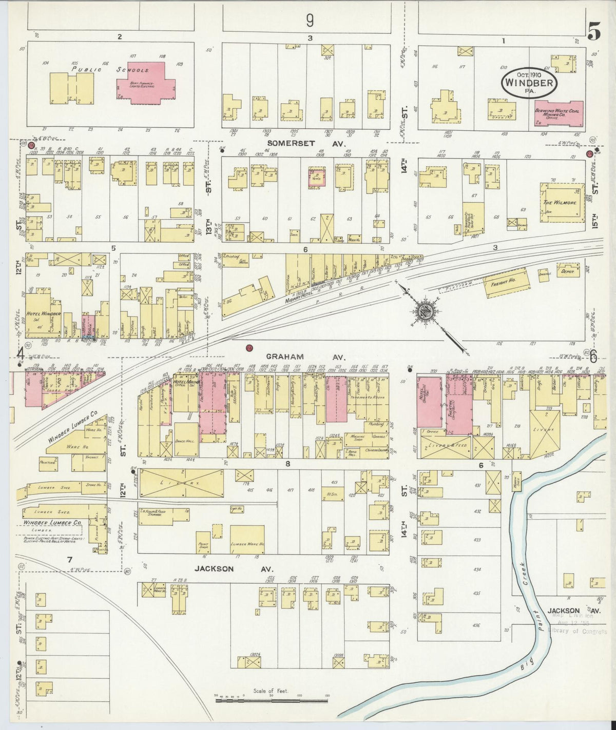 Sanborn Fire Insurance Map from Windber, Somerset County, Pennsylvania (1910), Sheet #0005 - Historic Sanborn Fire Insurance Map Print, vintage old map wall art, antique decor, genealogy gift, Pennsylvania Pennsylvania map