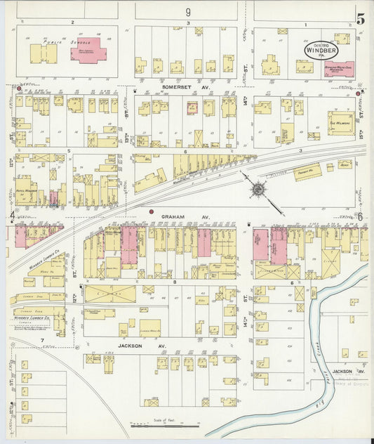 Sanborn Fire Insurance Map from Windber, Somerset County, Pennsylvania (1910), Sheet #0005 - Historic Sanborn Fire Insurance Map Print, vintage old map wall art, antique decor, genealogy gift, Pennsylvania Pennsylvania map