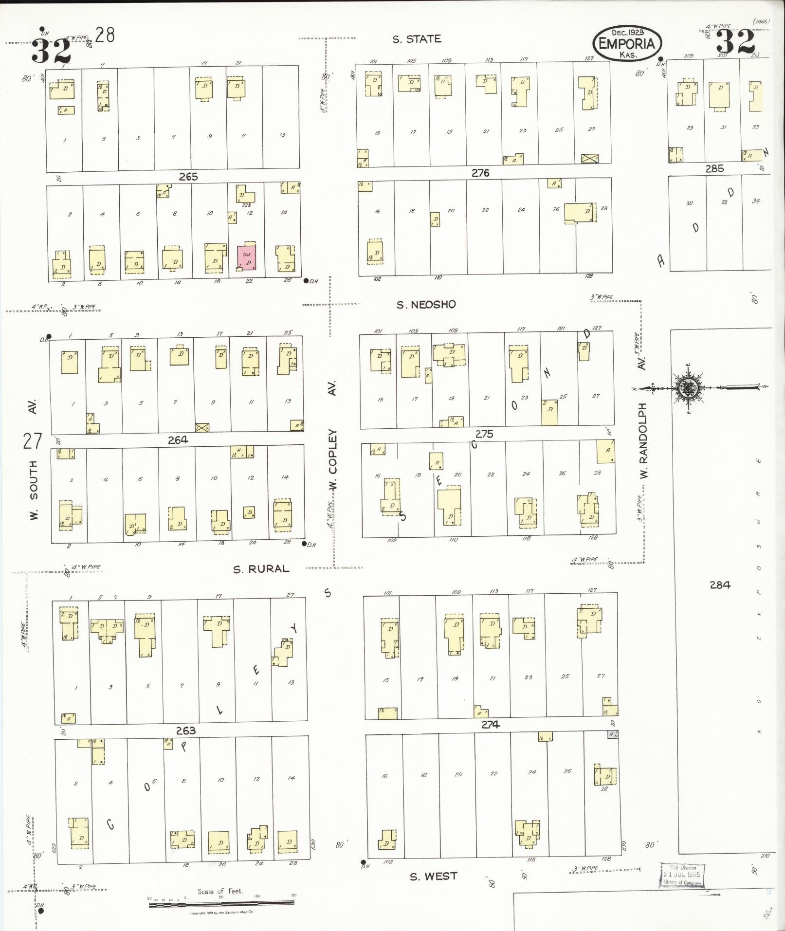 Sanborn Fire Insurance Map from Emporia, Lyon County, Kansas (1923), Sheet #0032 - Complete Map Set gallery image, historic Sanborn map, vintage wall art, Kansas Kansas