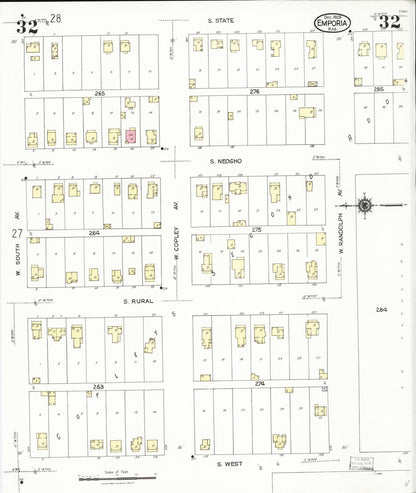 Sanborn Fire Insurance Map from Emporia, Lyon County, Kansas (1923), Sheet #0032 - Complete Map Set gallery image, historic Sanborn map, vintage wall art, Kansas Kansas