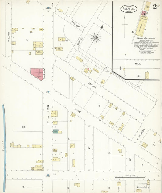 Sanborn Fire Insurance Map from Rockford, Spokane County, Washington (1899), Sheet #0002 - Historic Sanborn Fire Insurance Map Print, vintage old map wall art, antique decor, genealogy gift, Washington Washington map