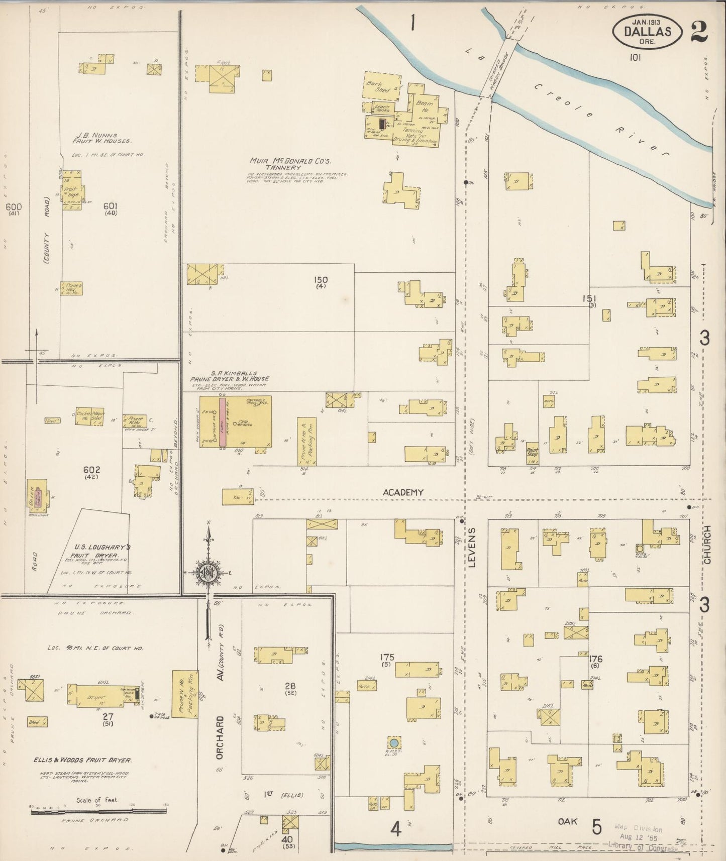 Sanborn Fire Insurance Map from Dallas, Polk County, Oregon (1913), Sheet #0002 - Complete Map Set gallery image, historic Sanborn map, vintage wall art, Oregon Oregon
