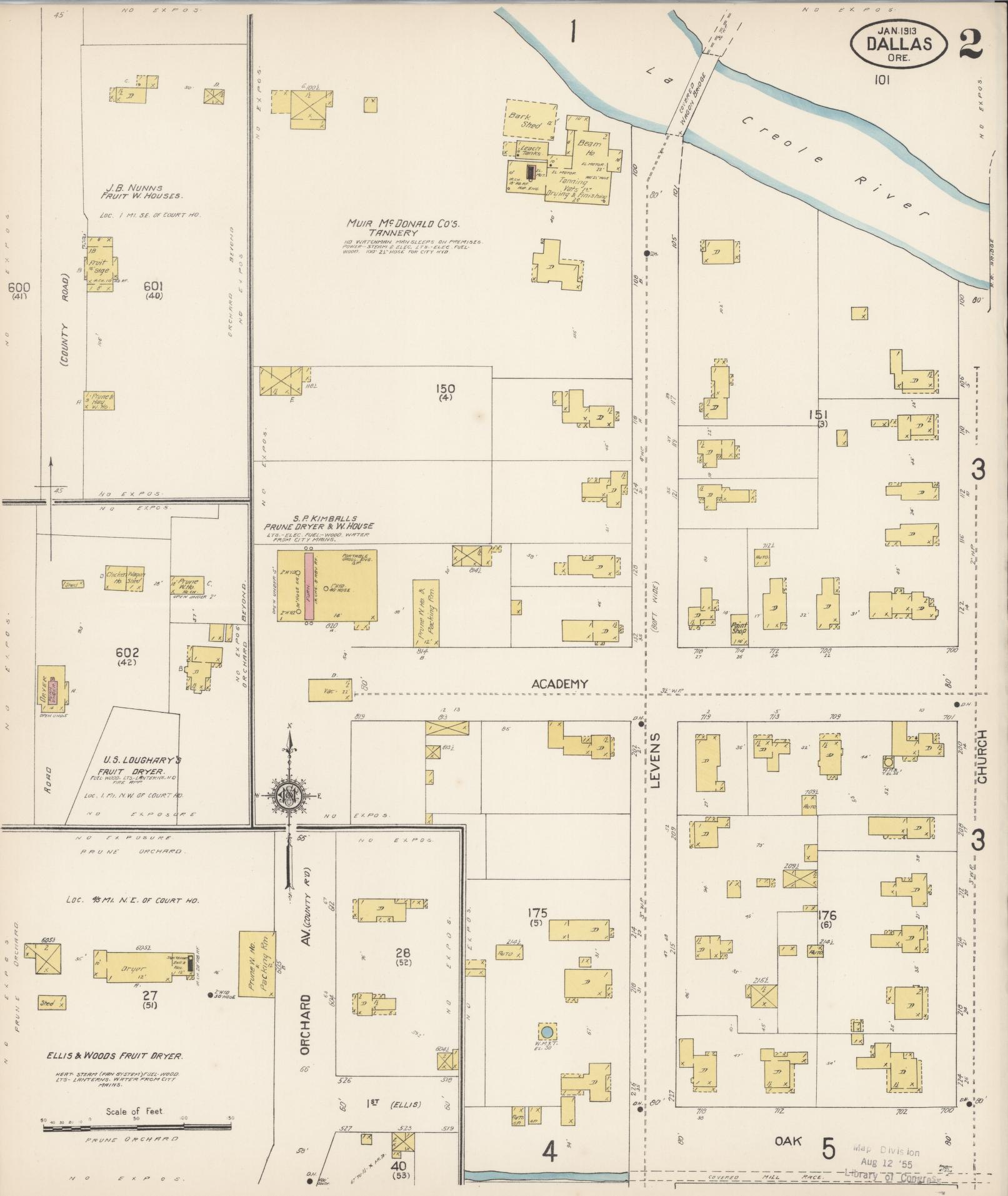 Sanborn Fire Insurance Map from Dallas, Polk County, Oregon (1913), Sheet #0002 - Complete Map Set gallery image, historic Sanborn map, vintage wall art, Oregon Oregon