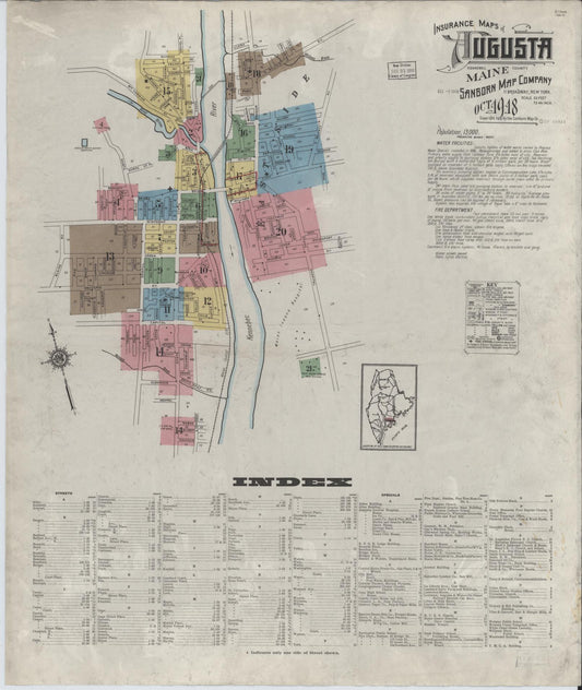 Sanborn Fire Insurance Map from Augusta, Kennebec County, Maine. (1918) – Historic Sanborn Fire Insurance Map Print