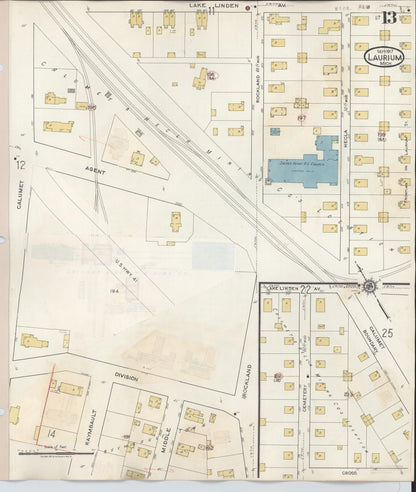 Sanborn Fire Insurance Map from Laurium, Houghton County, Michigan (1949), Sheet #0013 - Complete Map Set gallery image, historic Sanborn map, vintage wall art, Michigan Michigan
