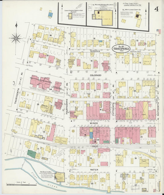 Sanborn Fire Insurance Map from Idaho Springs, Clear Creek County, Colorado (1907), Sheet #0004 - Historic Sanborn Fire Insurance Map Print, vintage old map wall art, antique decor, genealogy gift, Idaho Idaho map