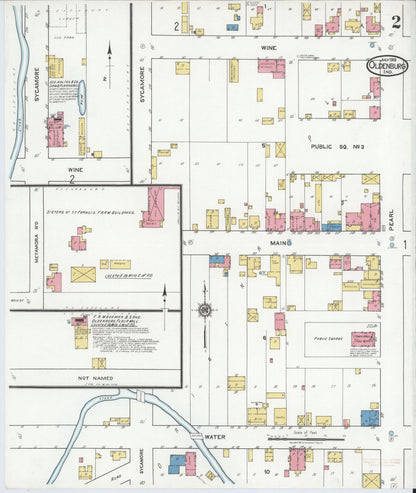 Sanborn Fire Insurance Map from Oldenburg, Franklin County, Indiana (1919), Sheet #0002 - Historic Sanborn Fire Insurance Map Print, vintage old map wall art, antique decor, genealogy gift, Indiana Indiana map