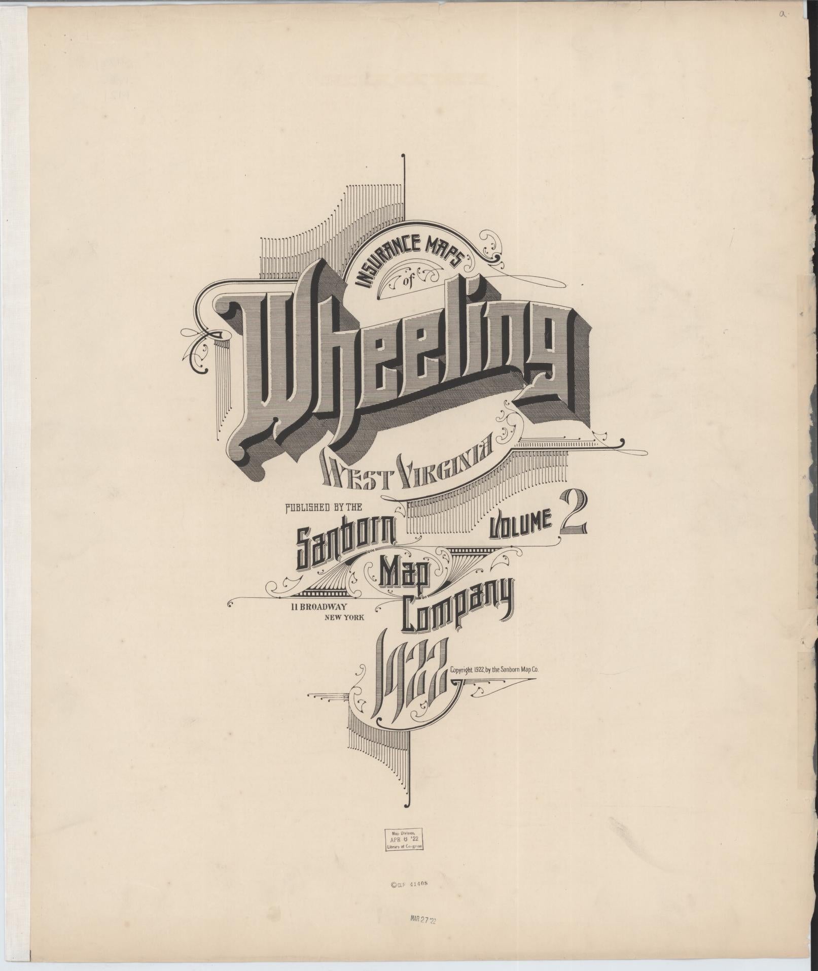 Sanborn Fire Insurance Map from Wheeling, Ohio County, West Virginia (1922), Sheet #0001 - Historic Sanborn Fire Insurance Map Print, vintage old map wall art, antique decor, genealogy gift, Wheeling Ohio map