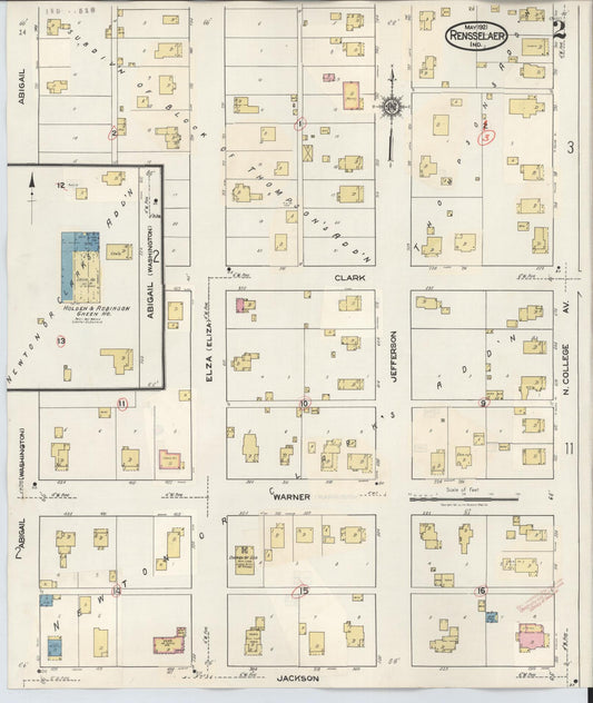 Sanborn Fire Insurance Map from Rensselaer, Jasper County, Indiana (1942), Sheet #0002 - Historic Sanborn Fire Insurance Map Print, vintage old map wall art, antique decor, genealogy gift, Indiana Indiana map