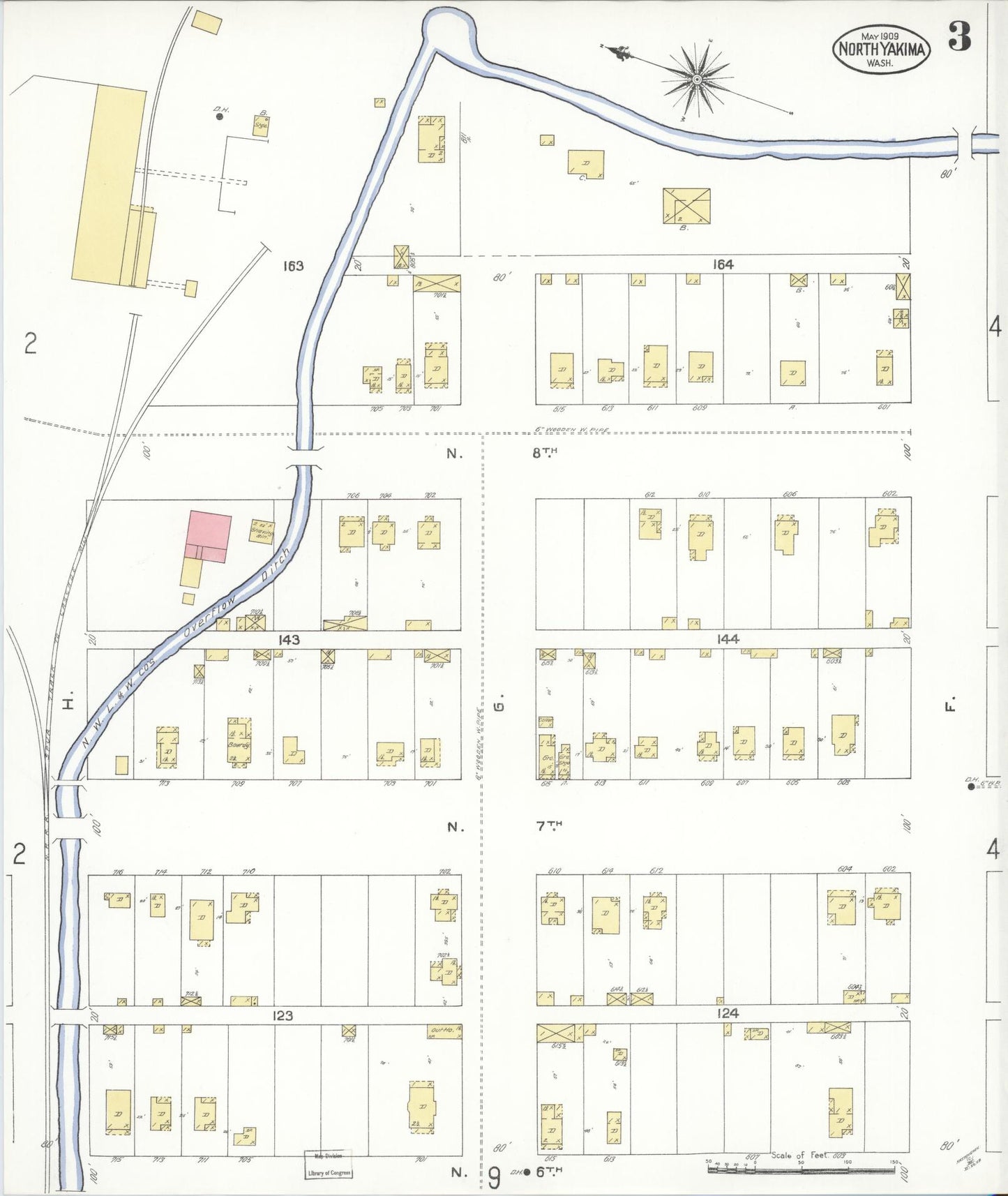Sanborn Fire Insurance Map from North Yakima, Yakima County, Washington (1909), Sheet #0003 - Complete Map Set gallery image, historic Sanborn map, vintage wall art, Washington Washington
