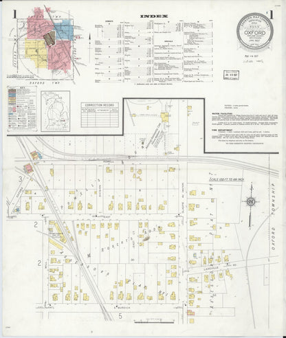 Sanborn Fire Insurance Map from Oxford, Oakland County, Michigan (1937), Sheet #0001 - Complete Map Set gallery image, historic Sanborn map, vintage wall art, Michigan Michigan
