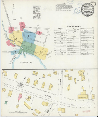 Sanborn Fire Insurance Map from Skaneateles, Onondaga County, New York (1898), Sheet #0001 - Historic Sanborn Fire Insurance Map Print, vintage old map wall art, antique decor, genealogy gift, New York New York map